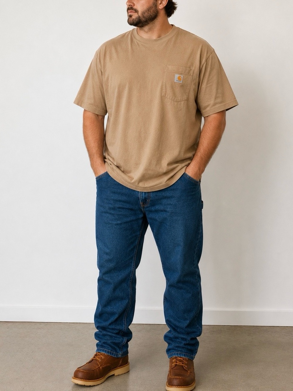 Carhartt K87 Pocket T-Shirt Men’s 2XL Tan Loose Fit Heavyweight Workwear Tee
